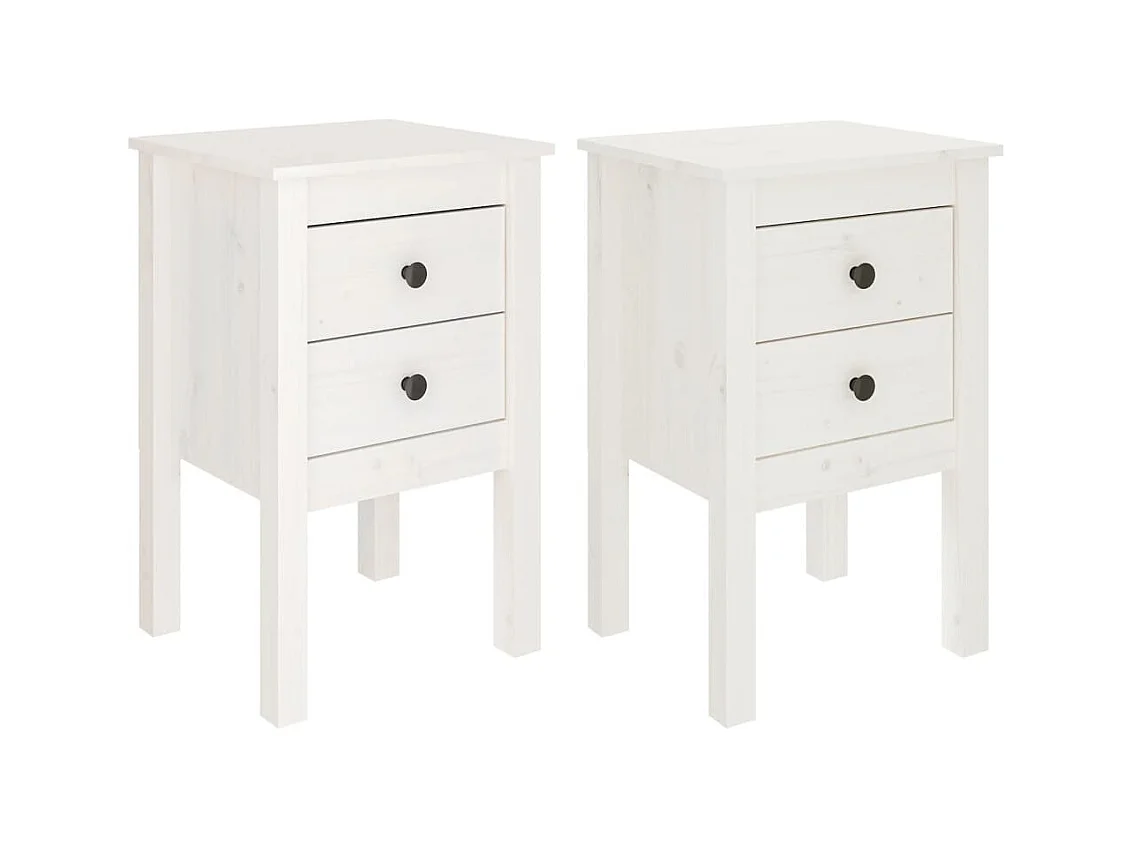Kettering  Tables de chevet 2 pcs Blanc 40x35x61,5 cm Bois de pin massif