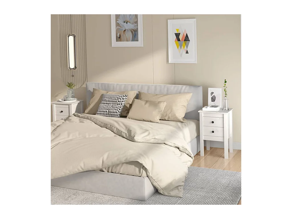 Kettering  Tables de chevet 2 pcs Blanc 40x35x61,5 cm Bois de pin massif