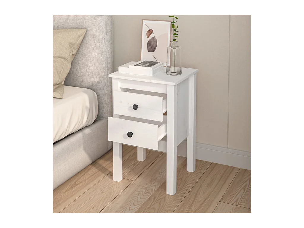 Kettering  Tables de chevet 2 pcs Blanc 40x35x61,5 cm Bois de pin massif