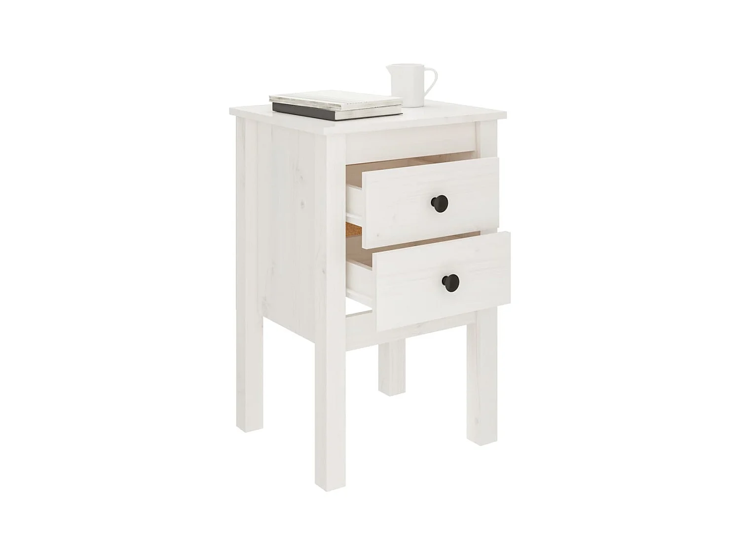 Kettering  Tables de chevet 2 pcs Blanc 40x35x61,5 cm Bois de pin massif