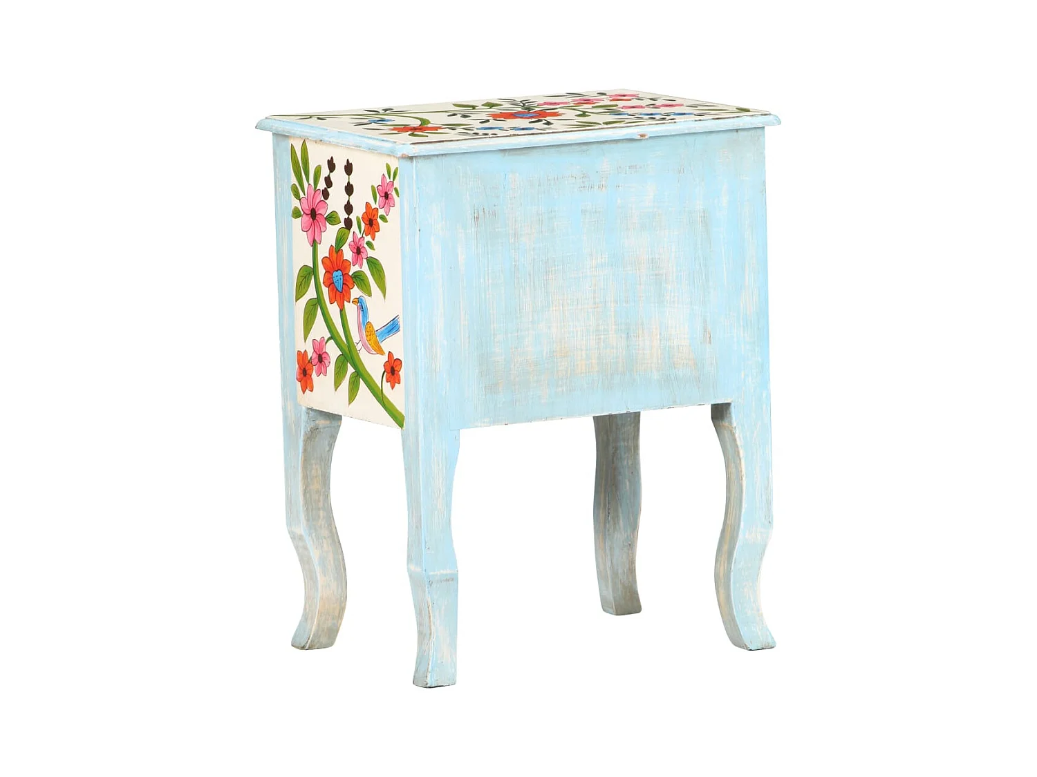 Garden Furniture -  Table de chevet peinte à la main 40x30x50 cm Bois de manguier