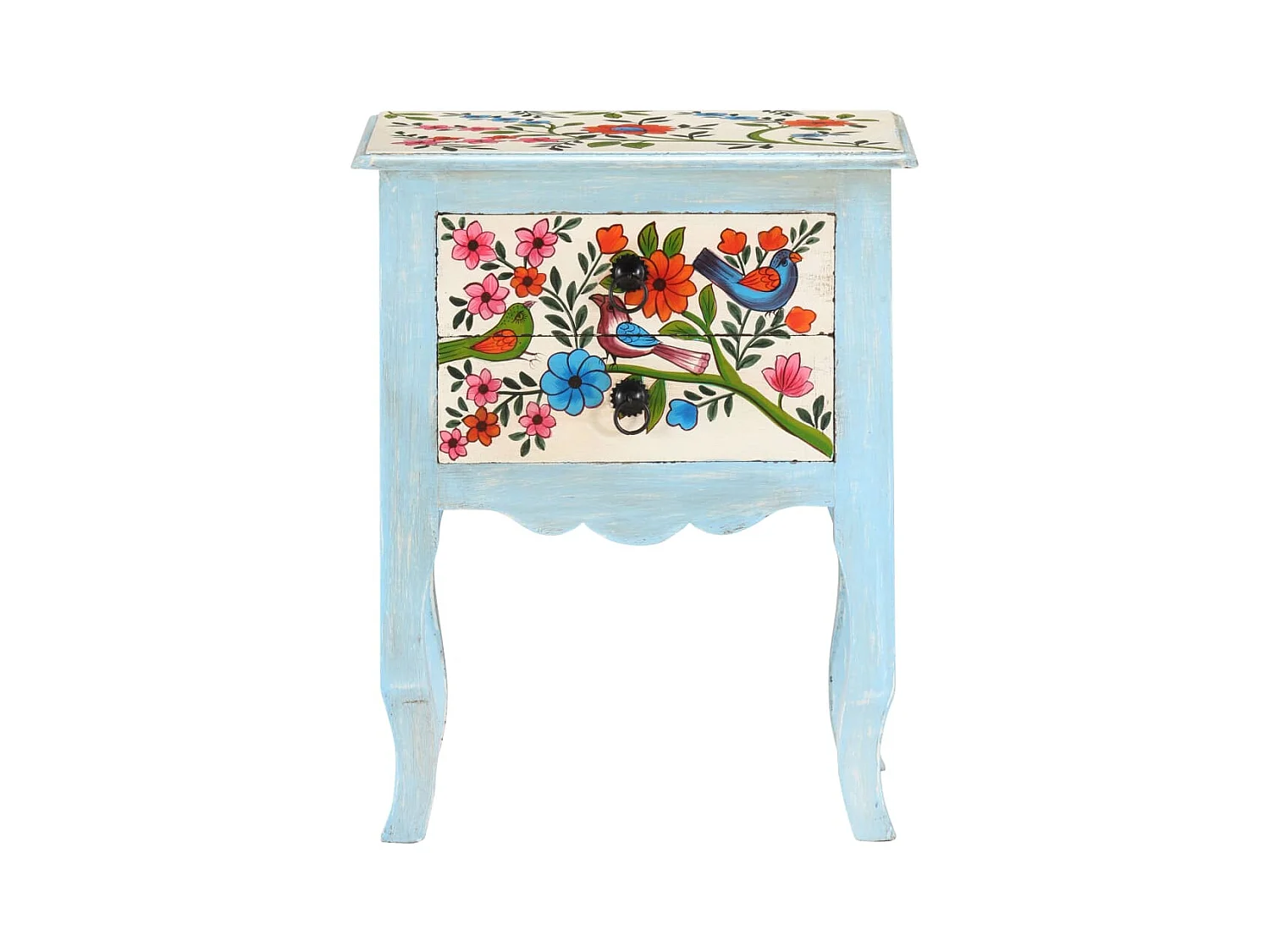 Garden Furniture -  Table de chevet peinte à la main 40x30x50 cm Bois de manguier