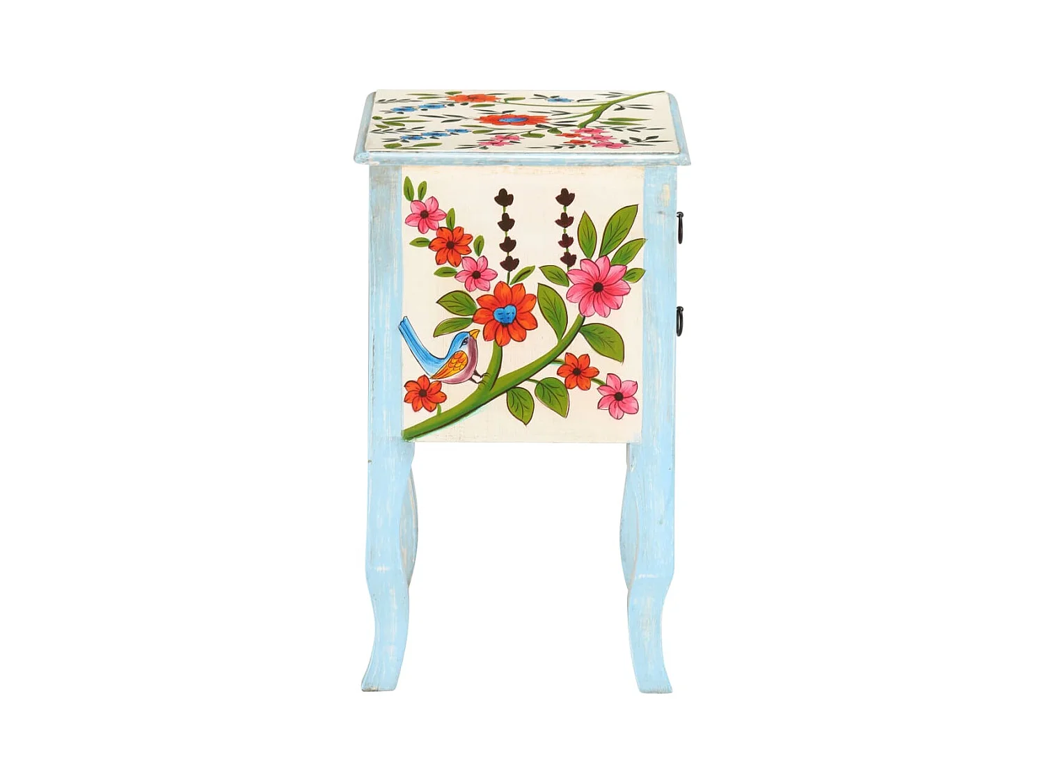 Garden Furniture -  Table de chevet peinte à la main 40x30x50 cm Bois de manguier