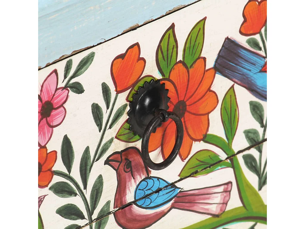 Garden Furniture -  Table de chevet peinte à la main 40x30x50 cm Bois de manguier