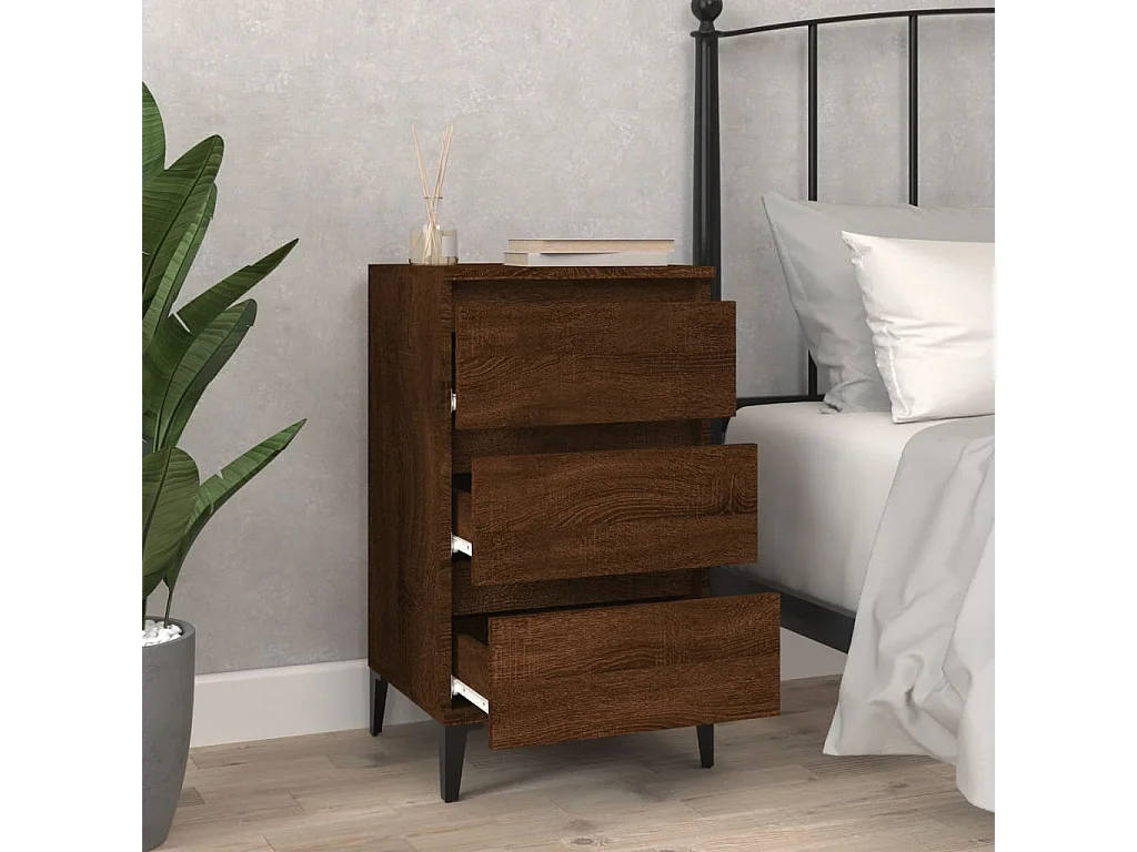 Darby  Comodino Rovere Marrone 40x35x70 cm in Legno Multistrato