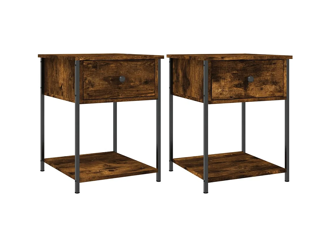 Ranum  Tables de chevet 2 pcs chêne fumé 44x45x58 cm bois d’ingénierie
