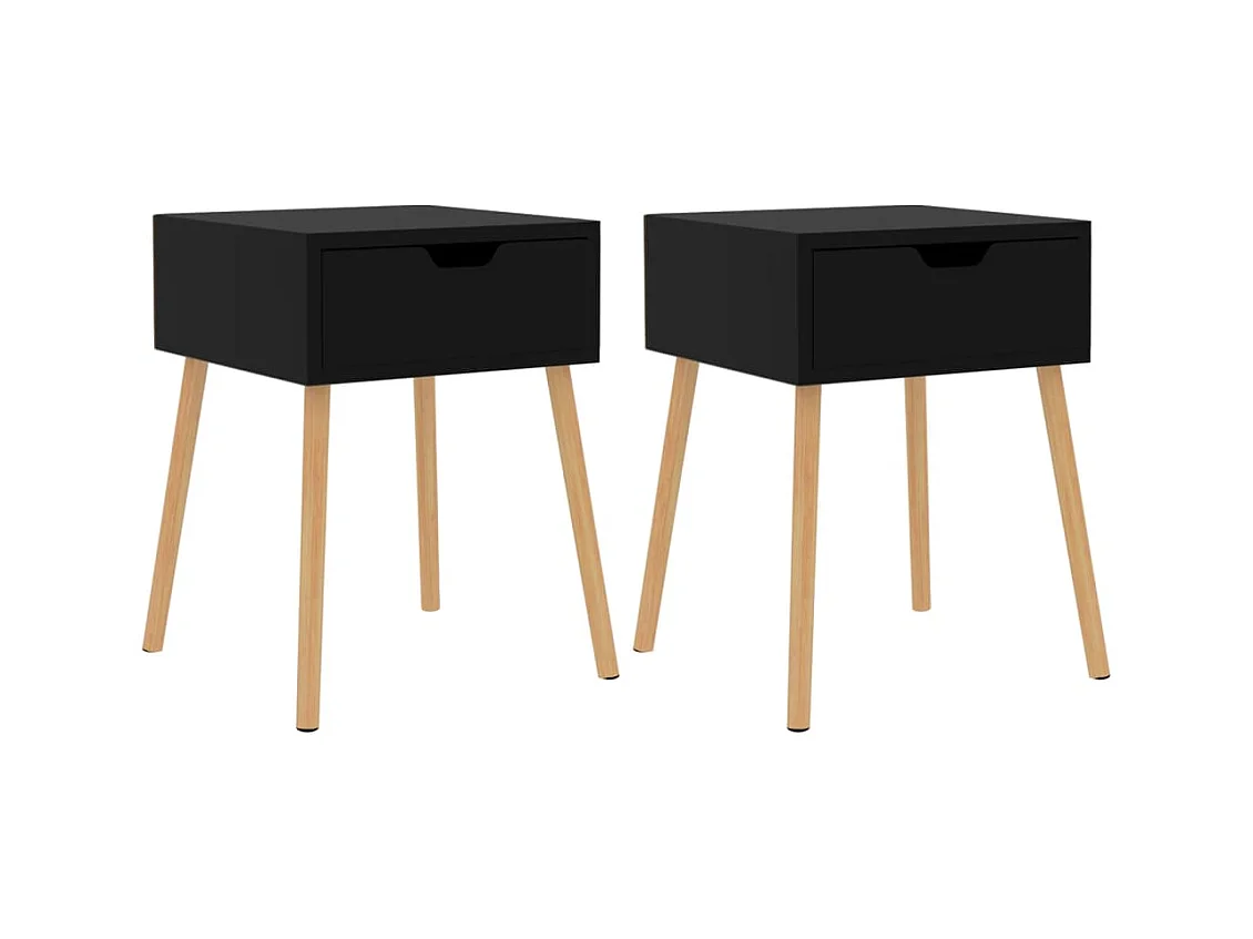 Wellsville  Tables de chevet 2 pcs Noir brillant 40x40x56cm Bois ingénierie