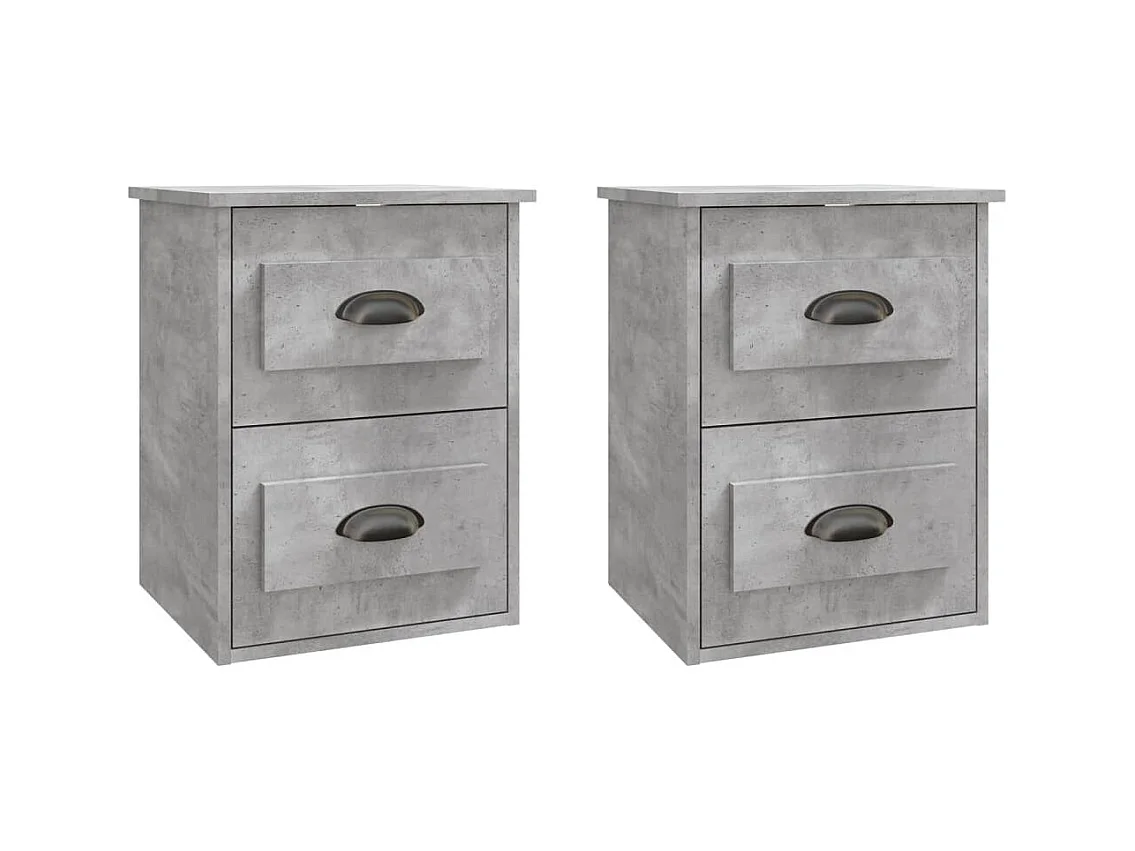 Inez  Tables de chevet murales 2 pcs gris béton 41,5x36x53 cm
