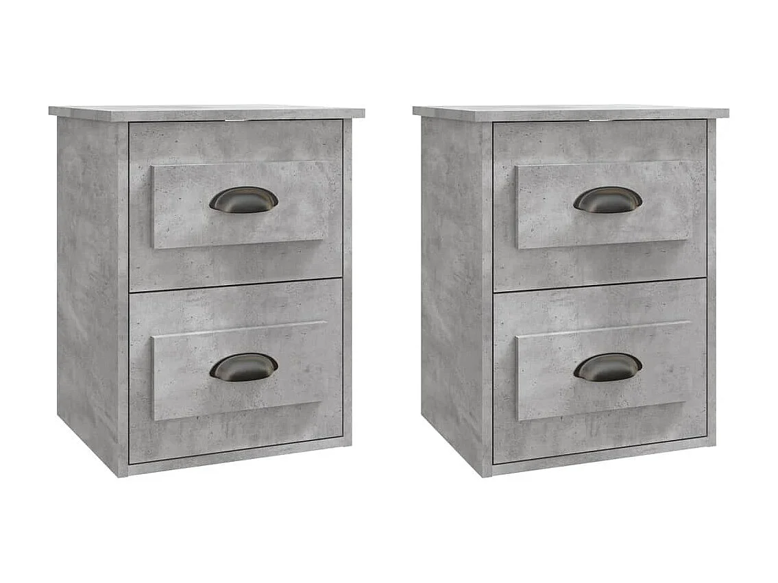 Inez  Tables de chevet murales 2 pcs gris béton 41,5x36x53 cm
