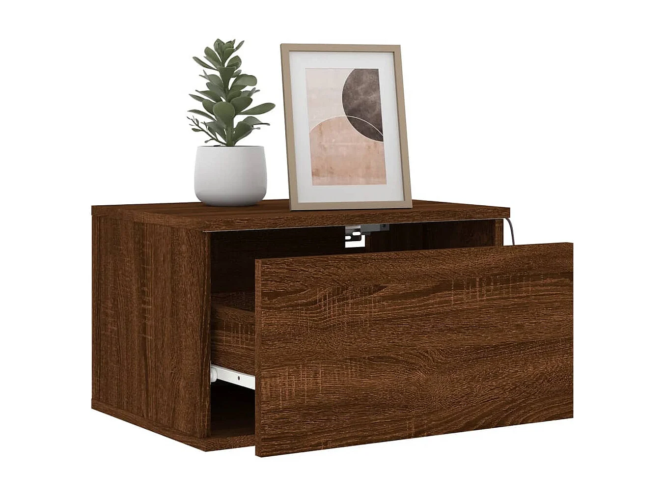 Vibeke  Tables de chevet murales avec lumières LED 2 pcs chêne marron