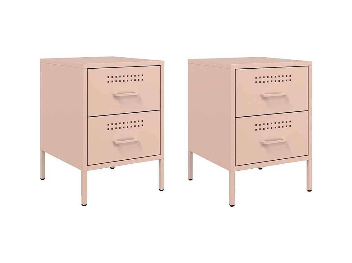Lucille  Tables de chevet 2 pcs rose 36x39x50,5 cm acier