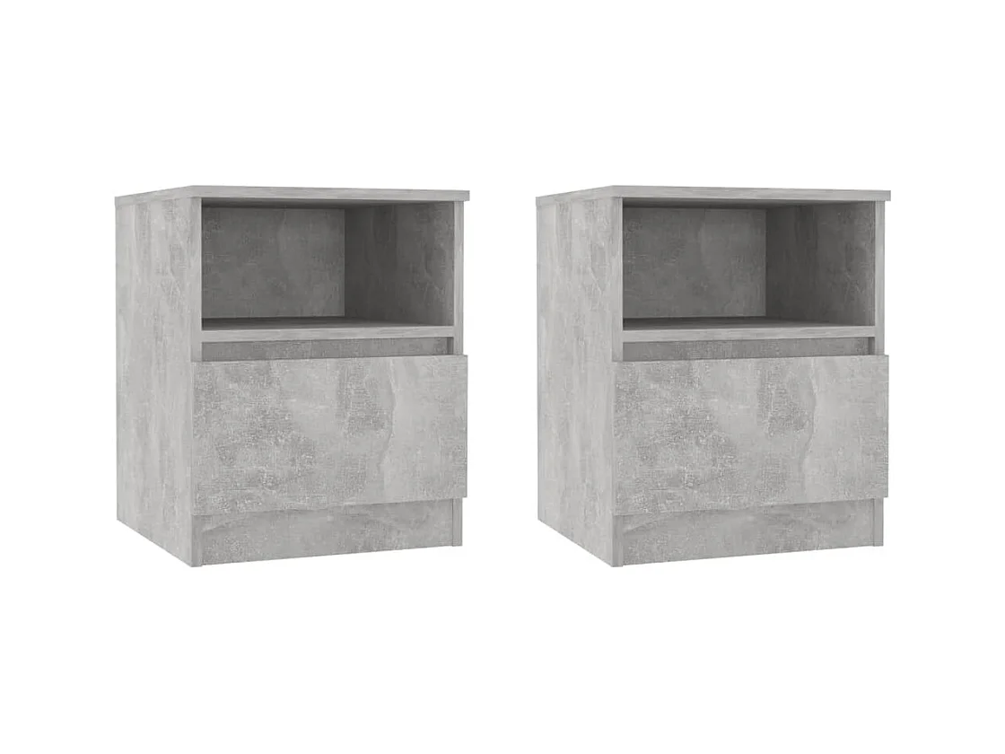 Wouter  Tables de chevet 2 pcs Gris béton 40x40x50 cm Aggloméré
