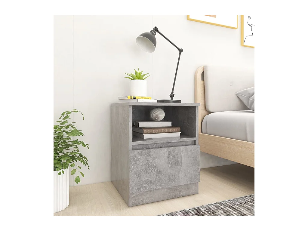 Wouter  Tables de chevet 2 pcs Gris béton 40x40x50 cm Aggloméré