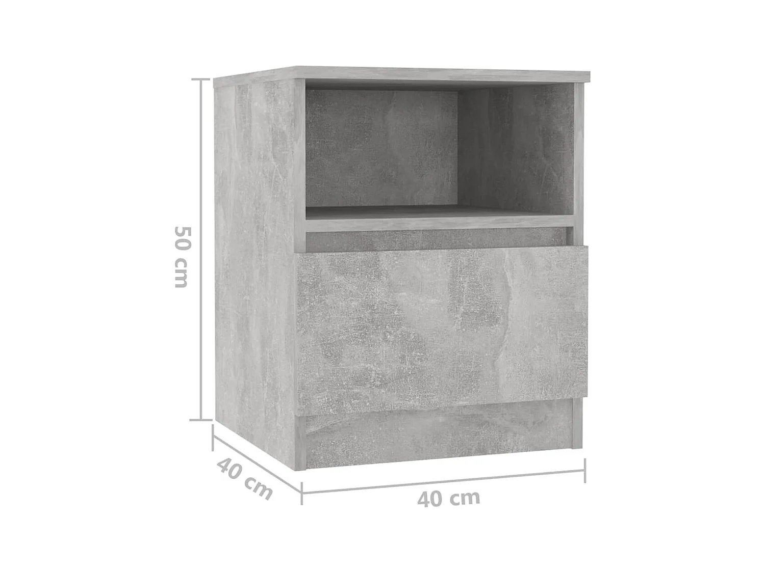 Wouter  Tables de chevet 2 pcs Gris béton 40x40x50 cm Aggloméré