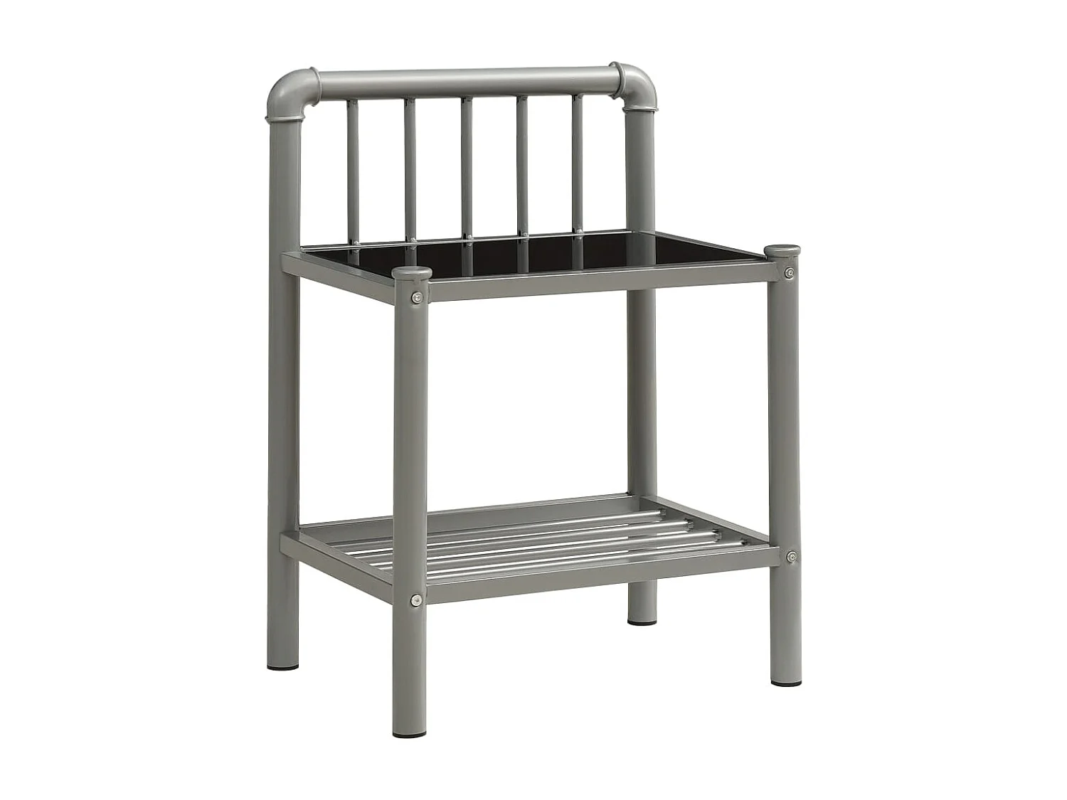 Ivelira  Nachttisch Grau und Schwarz 45x34,5x62,5 cm Metall und Glas