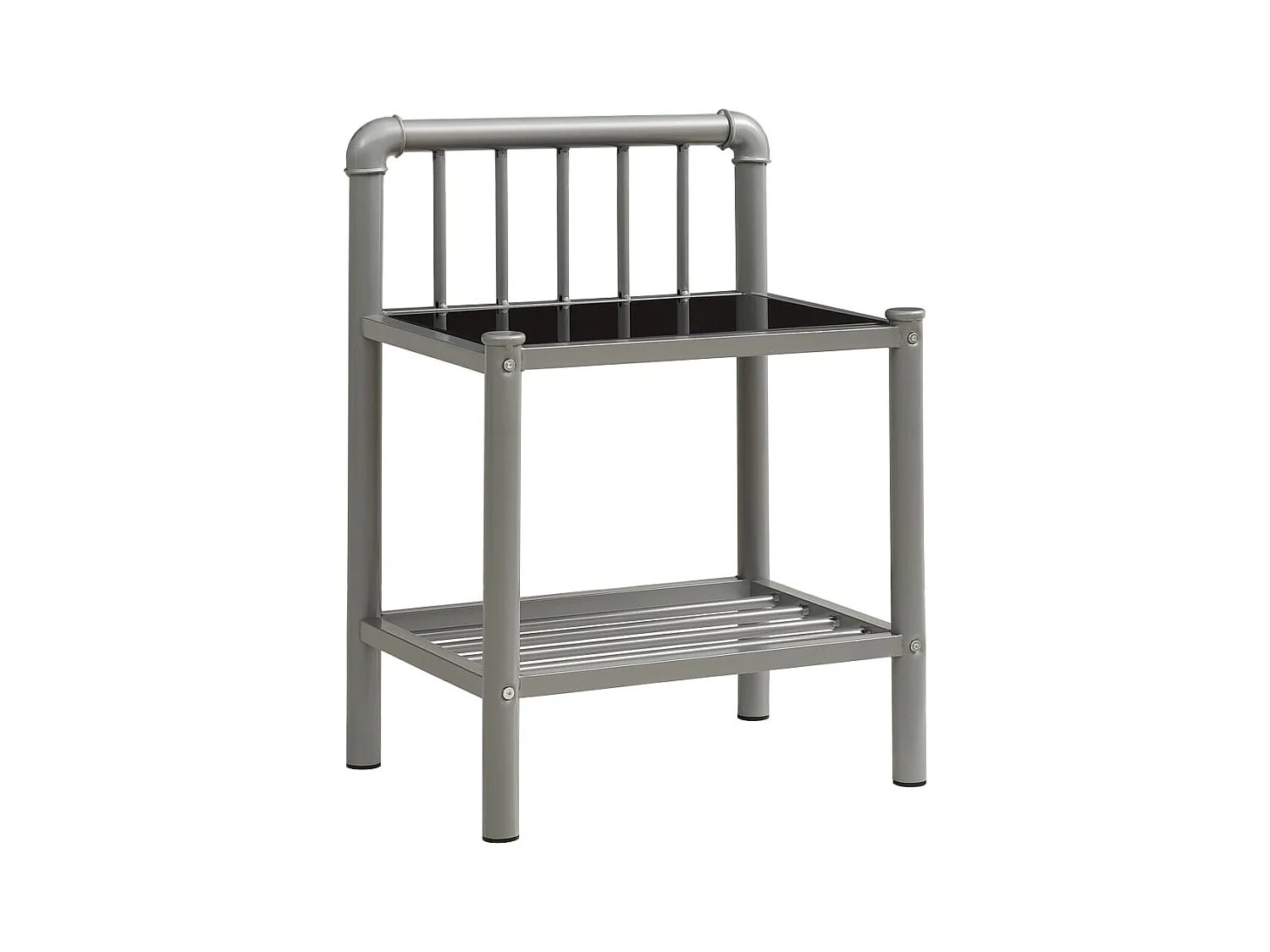 Ivelira  Nachttisch Grau und Schwarz 45x34,5x62,5 cm Metall und Glas