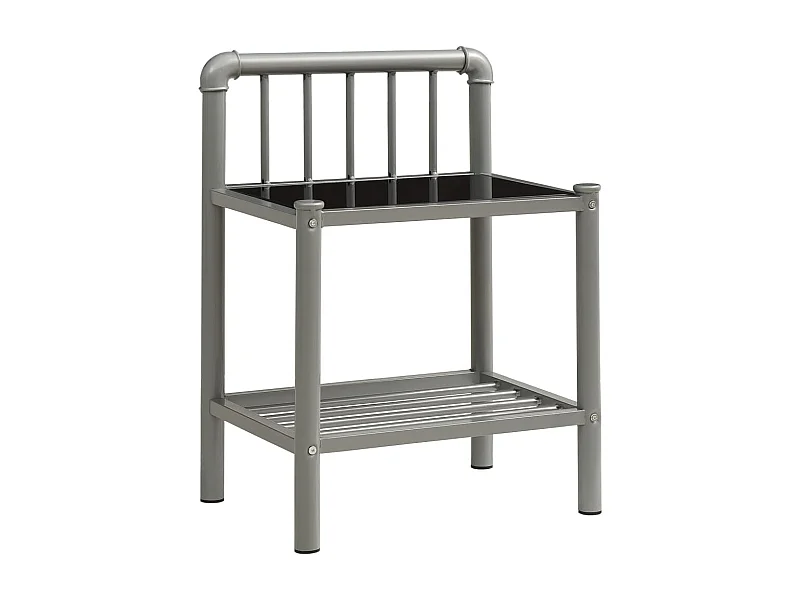 Ivelira  Comodino Grigio e Nero 45x34,5x62,5 cm in Metallo e Vetro