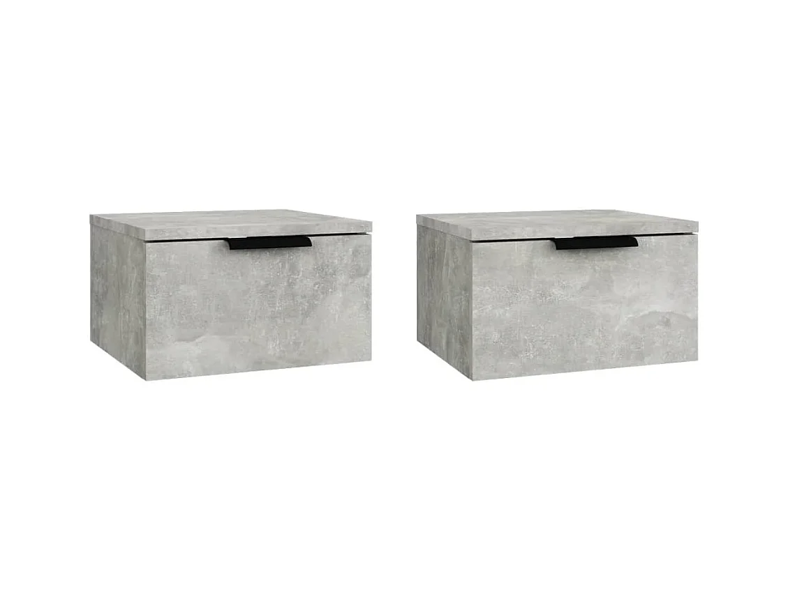 Steve James  Tables de chevet murales 2 pcs Gris béton 34x30x20 cm