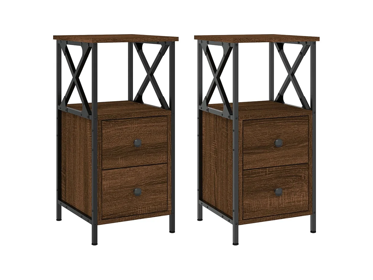 Quinn Hope  Tables de chevet 2pcs chêne marron 34x35,5x70cm bois ingénierie