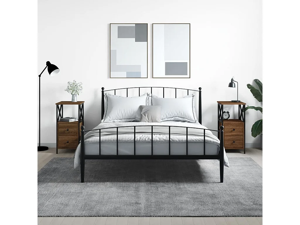 Quinn Hope  Comodini 2 pz Rovere Marrone 34x35,5x70 cm in Legno Multistrato