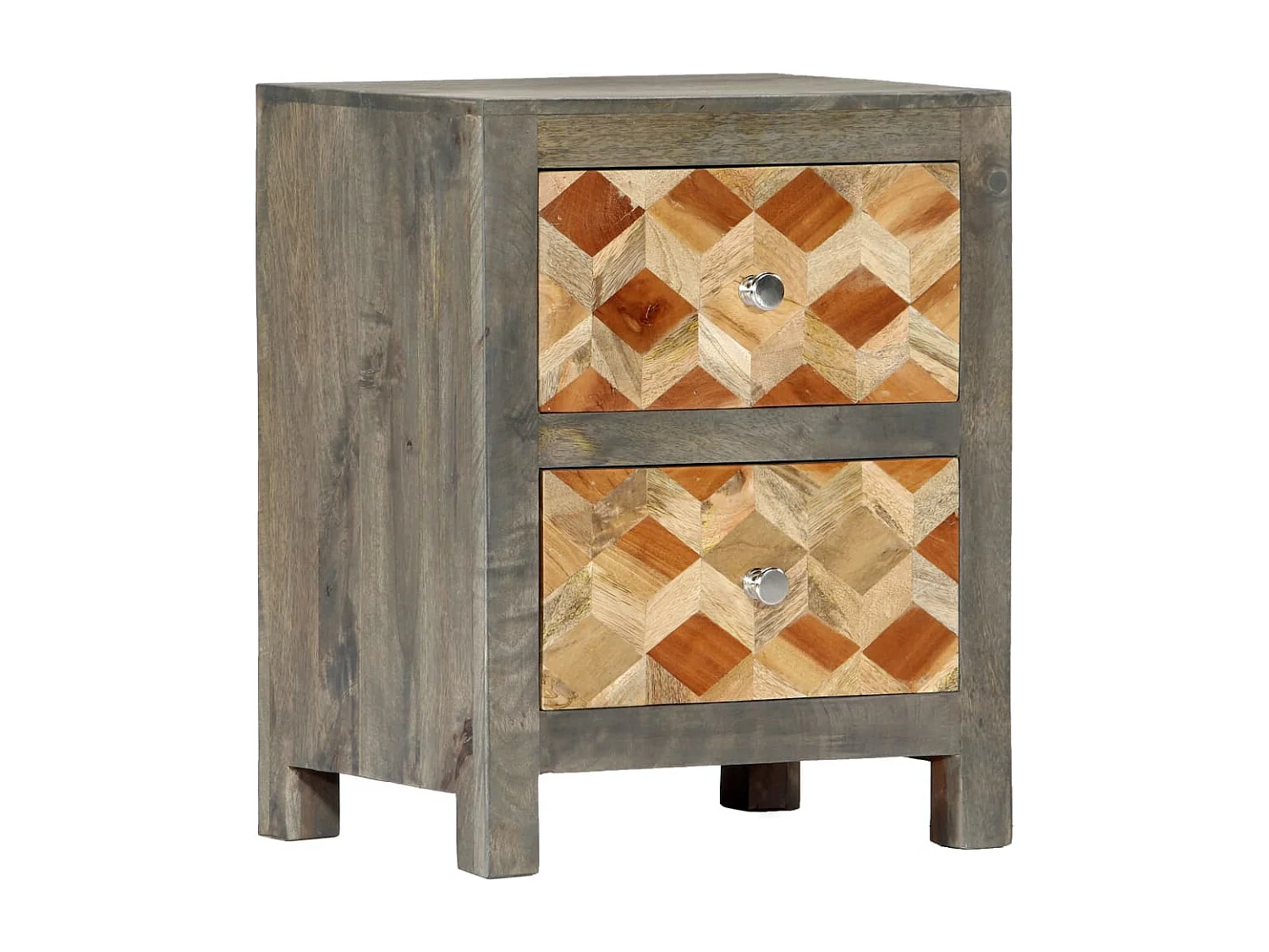 Garden Furniture -  Table de chevet Gris 40x30x50 cm Bois de manguier massif