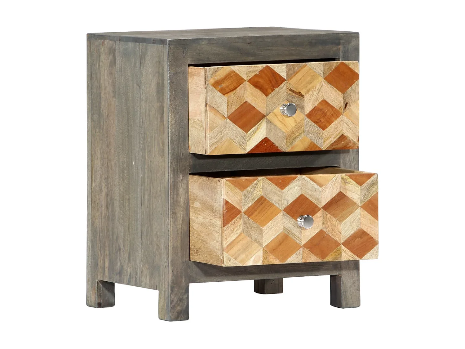 Garden Furniture -  Table de chevet Gris 40x30x50 cm Bois de manguier massif