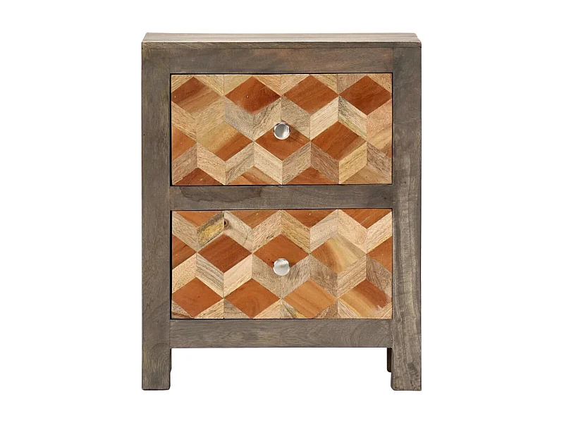 Garden Furniture -  Mesita de noche madera maciza de mango gris 40x30x50 cm