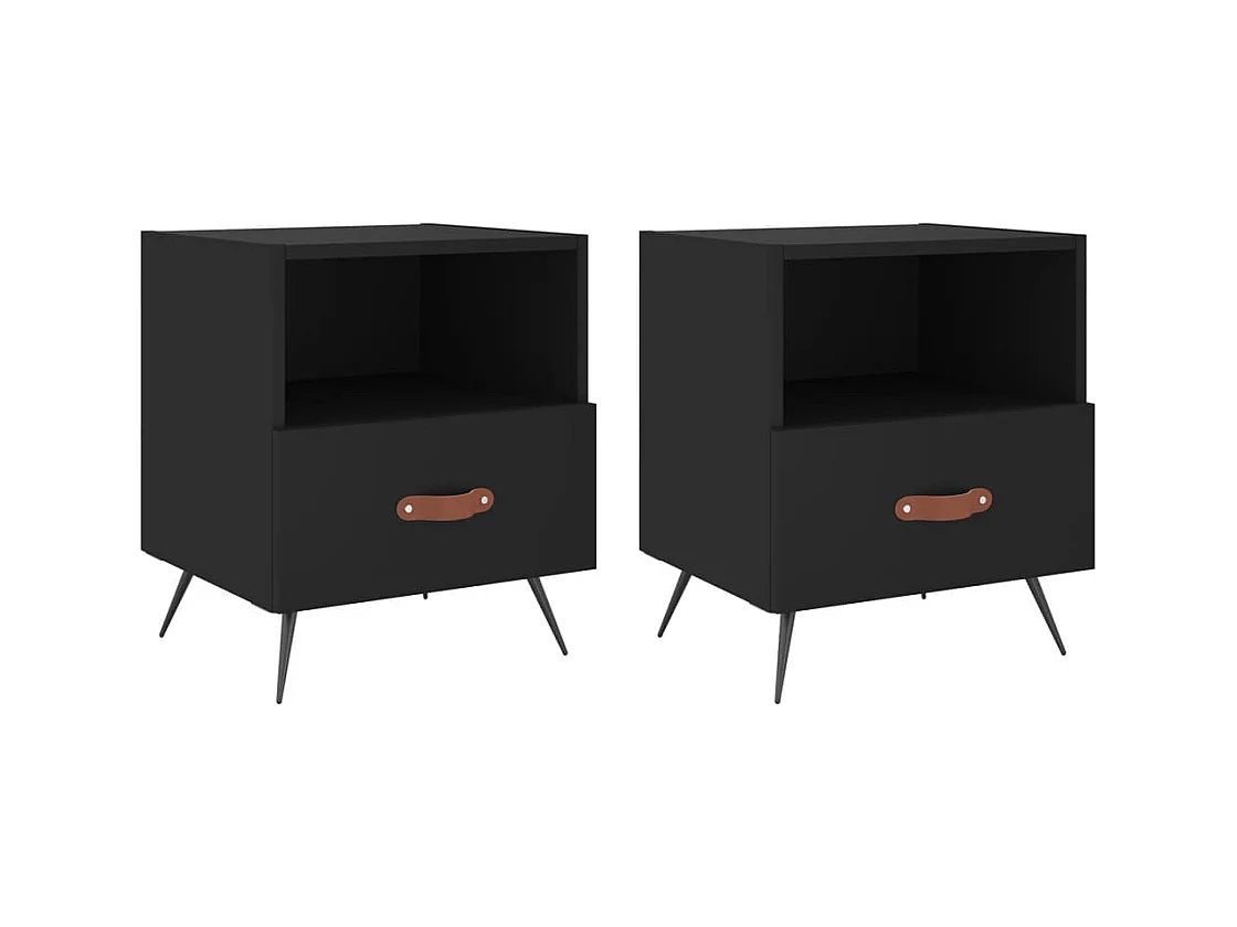 Cala  Tables de chevet 2 pcs noir 40x35x47,5 cm bois d’ingénierie