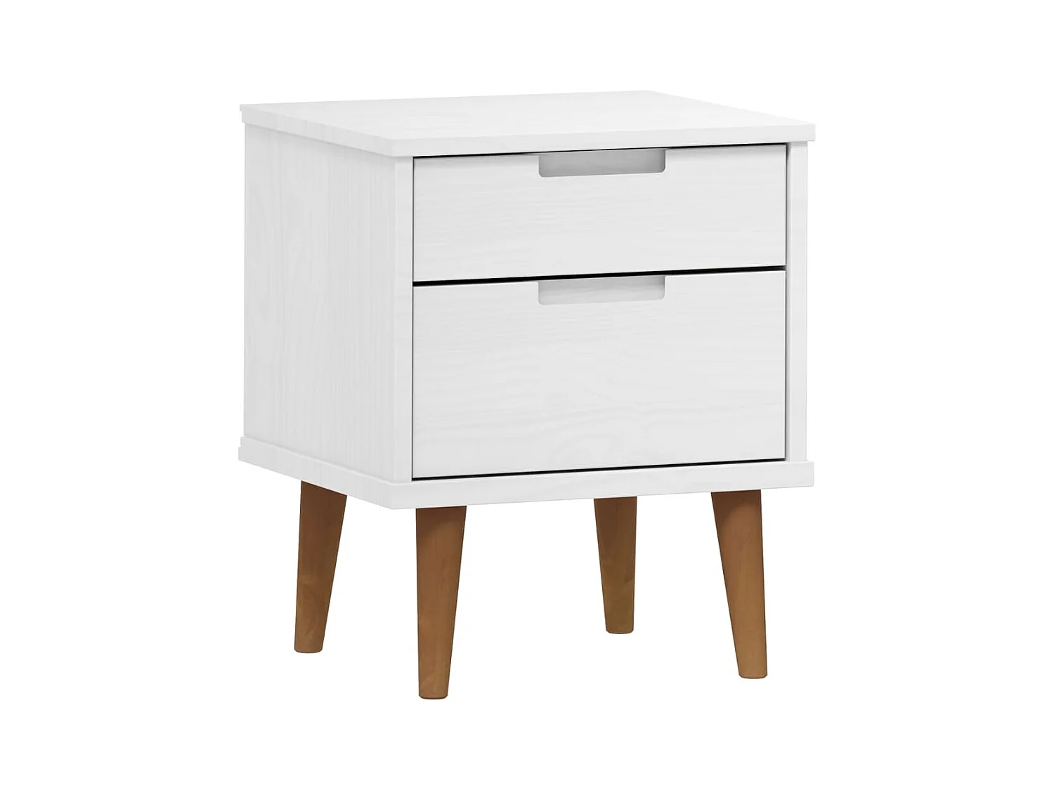 Qilrim  Comodino MOLDE Bianco 40x35x48 cm in Legno Massello di Pino