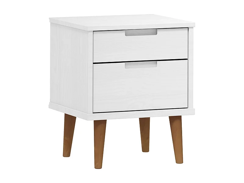 Qilrim  Nachttisch MOLDE Weiß 40x35x48 cm Massivholz Kiefer