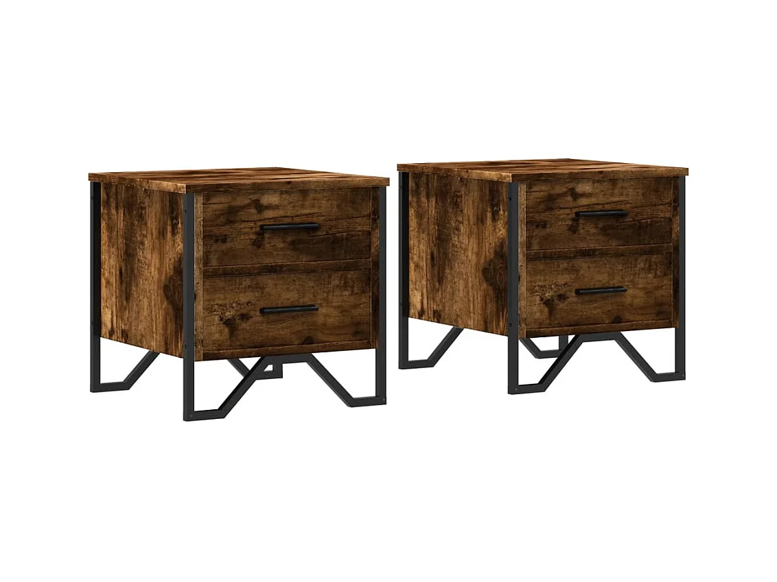 Hanne  Tables de chevet 2 pcs chêne fumé 40x41x40 cm bois ingénierie