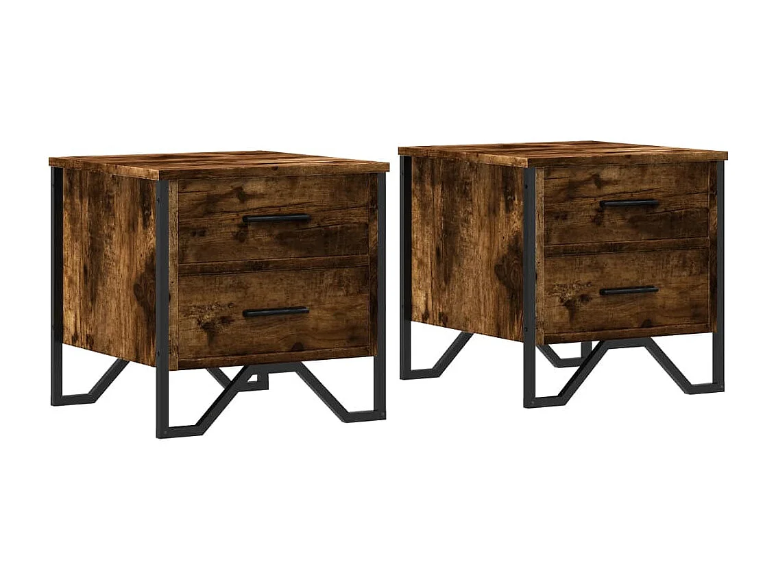 Hanne  Nachtkastjes 2 st 40x41x40 cm bewerkt hout gerookt eikenkleurig