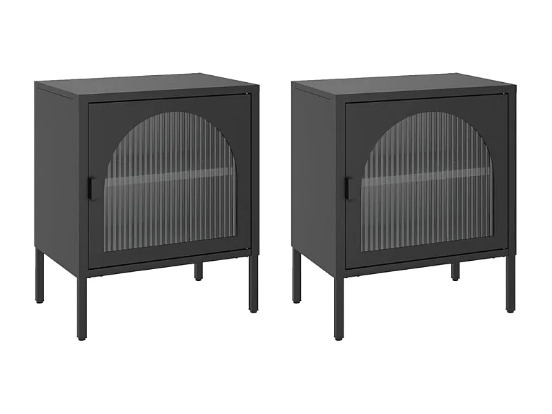 Nurdan  Tables de chevet 2 pcs noir 50x35x60 cm verre et acier