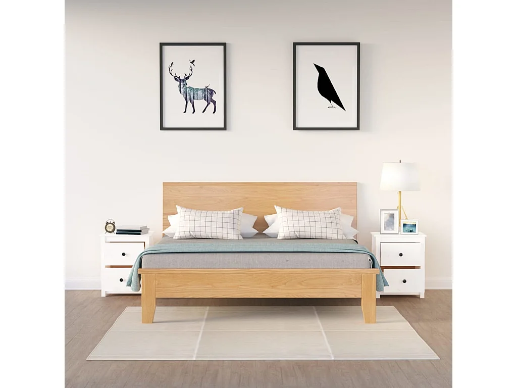 Älvängen  Comodini 2 pz Bianc 50x35x61,5 cm in Legno Massello di Pino