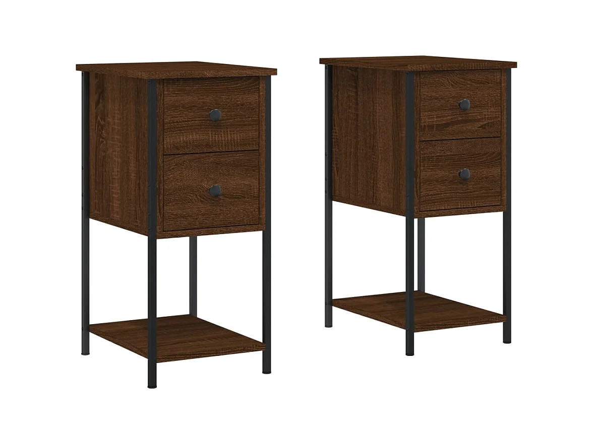 Portici  Tables de chevet 2pcs chêne marron 32x42x70cm Bois d'ingénierie