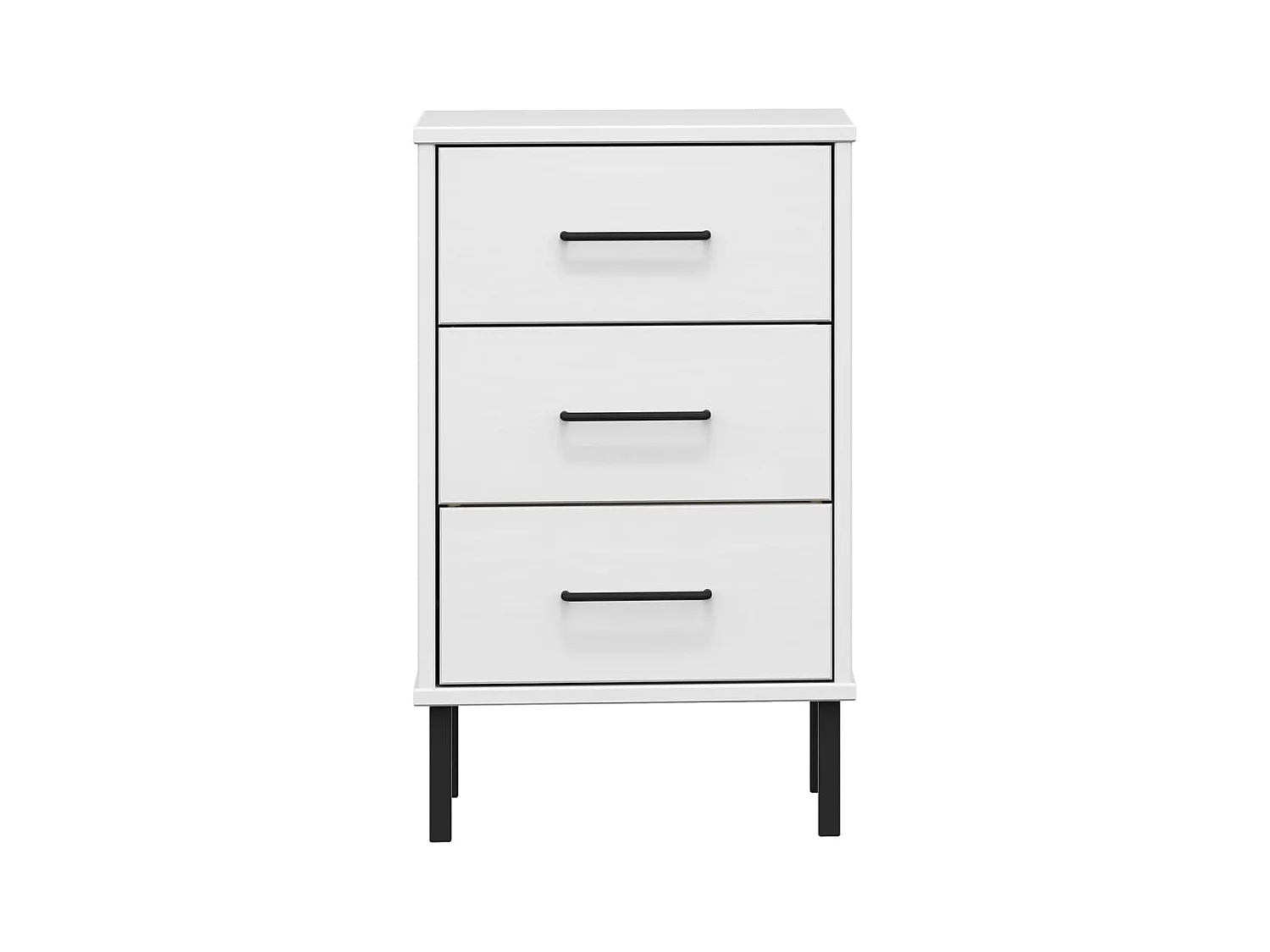 Jeanne-Marie  Table de chevet avec pieds en métal Blanc Bois pin massif OSLO