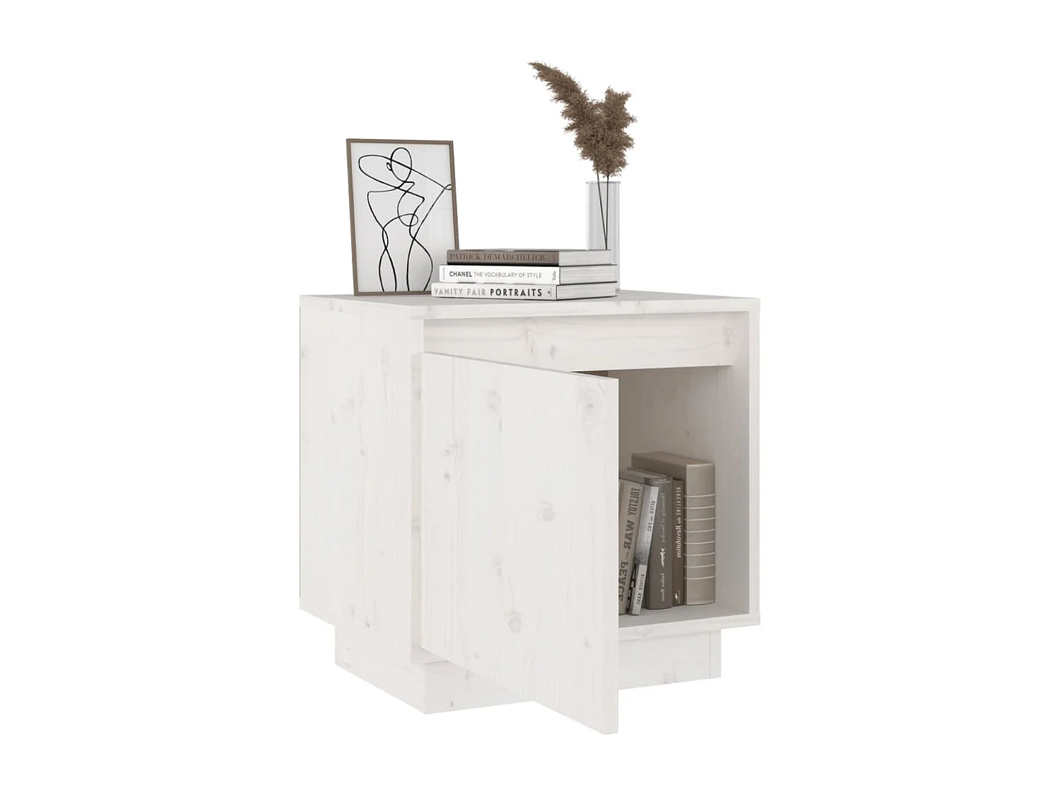 Henk  Table de chevet Blanc 40x30x40 cm Bois de pin solide