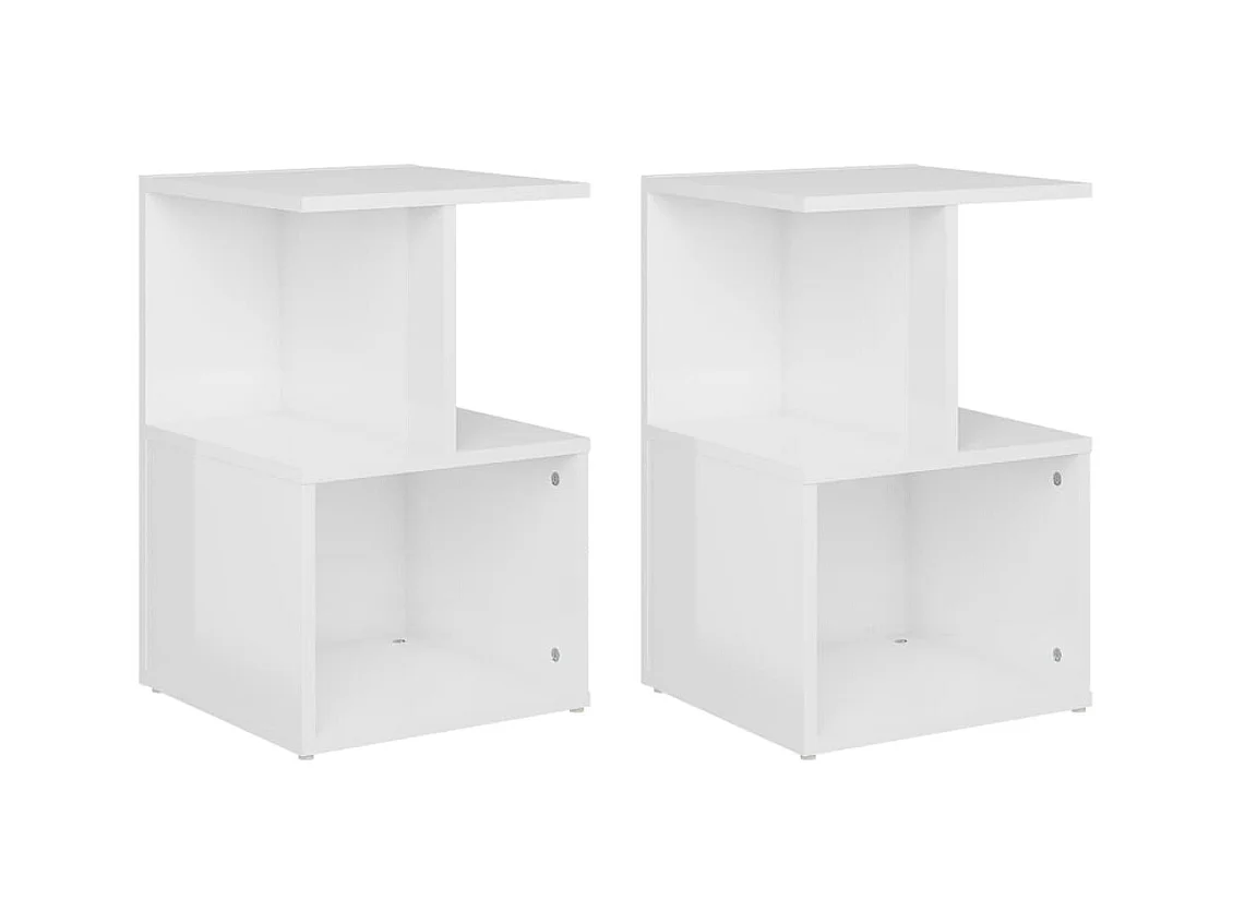Pam  Tables de chevet 2pcs Blanc brillant 35x35x55cm bois ingénierie