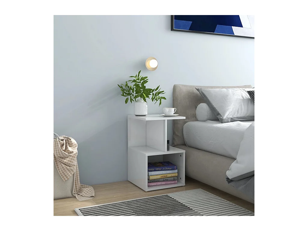 Pam  Tables de chevet 2pcs Blanc brillant 35x35x55cm bois ingénierie