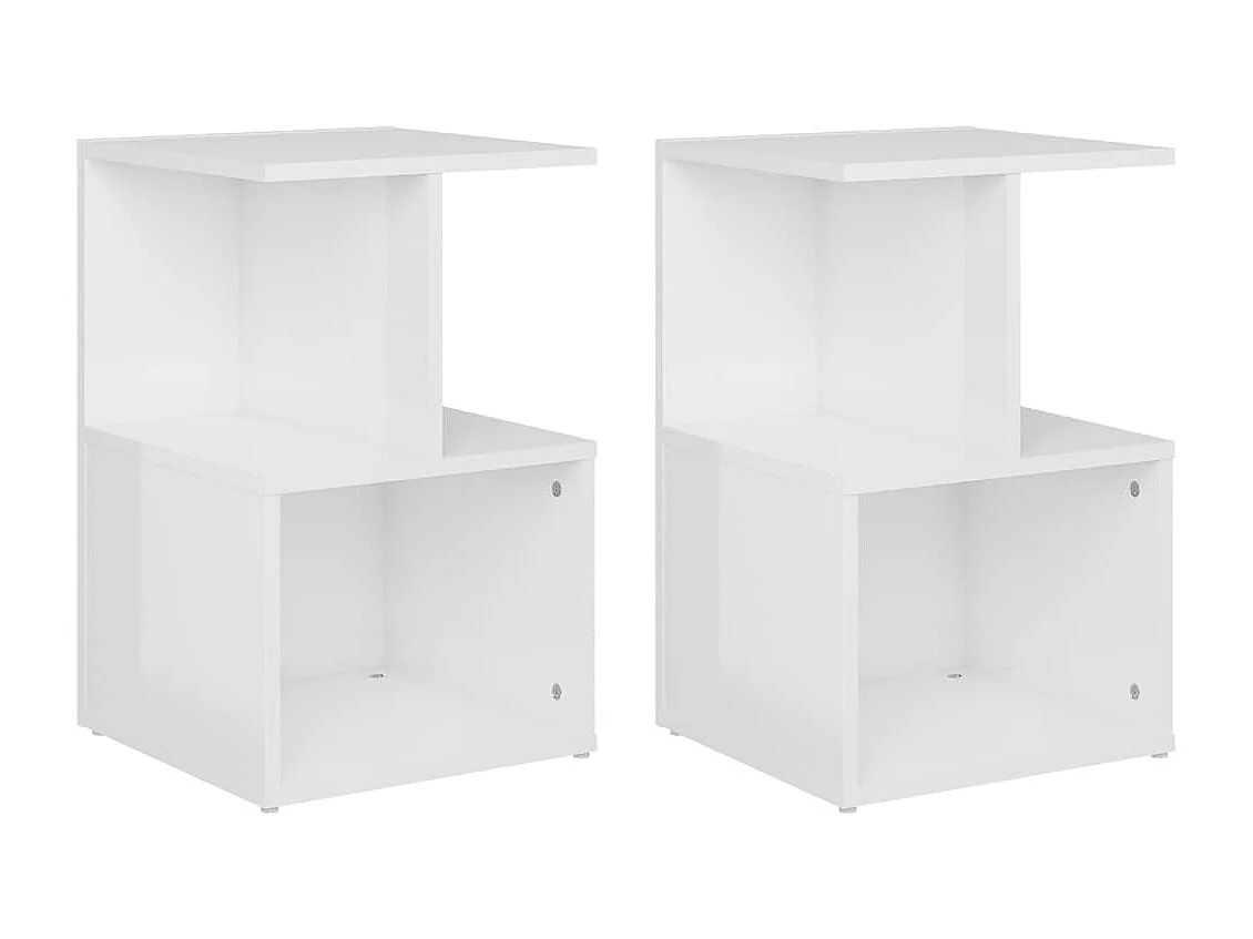Pam  Tables de chevet 2pcs Blanc brillant 35x35x55cm bois ingénierie