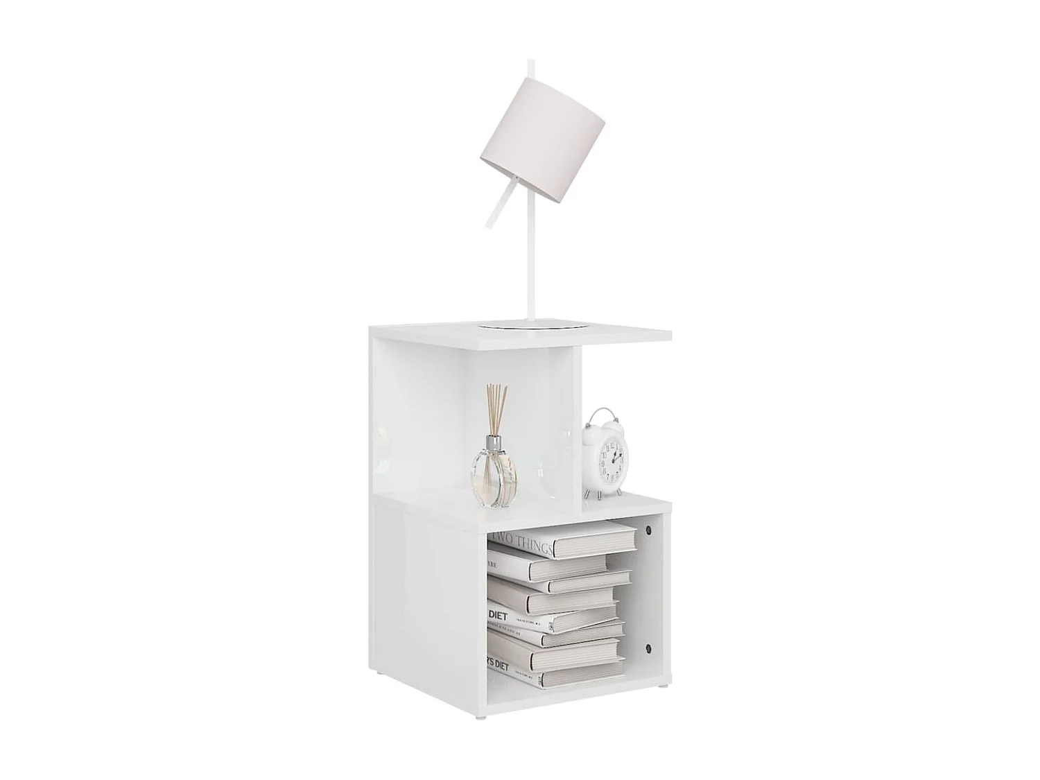 Pam  Tables de chevet 2pcs Blanc brillant 35x35x55cm bois ingénierie