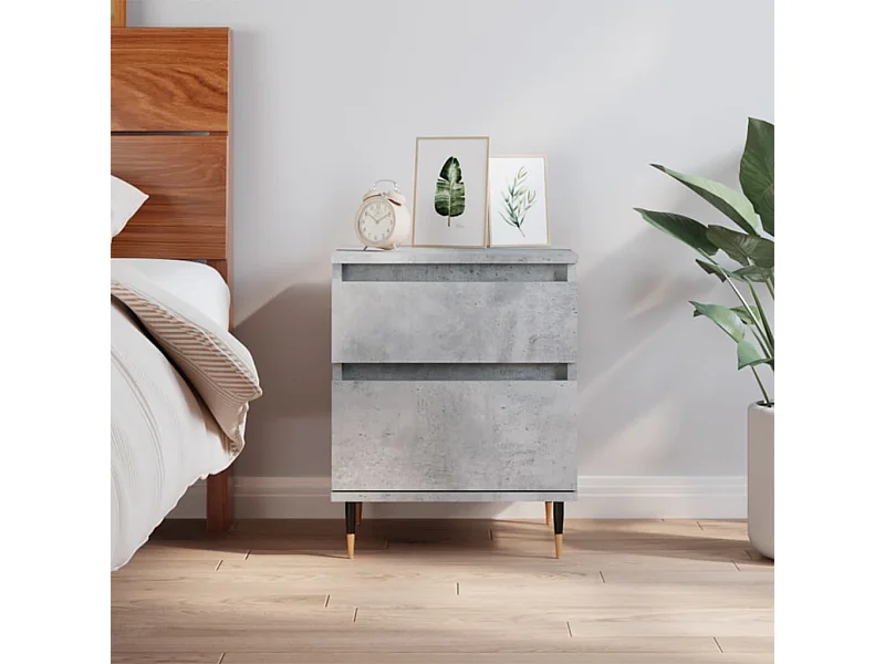 Bastiaan  Table de chevet gris béton 40x35x50 cm bois d’ingénierie