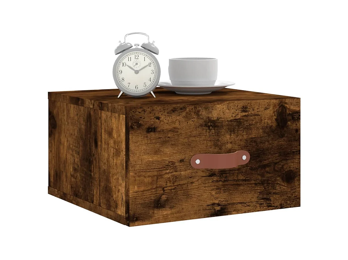Brackettville  Table de chevet murale chêne fumé 35x35x20 cm