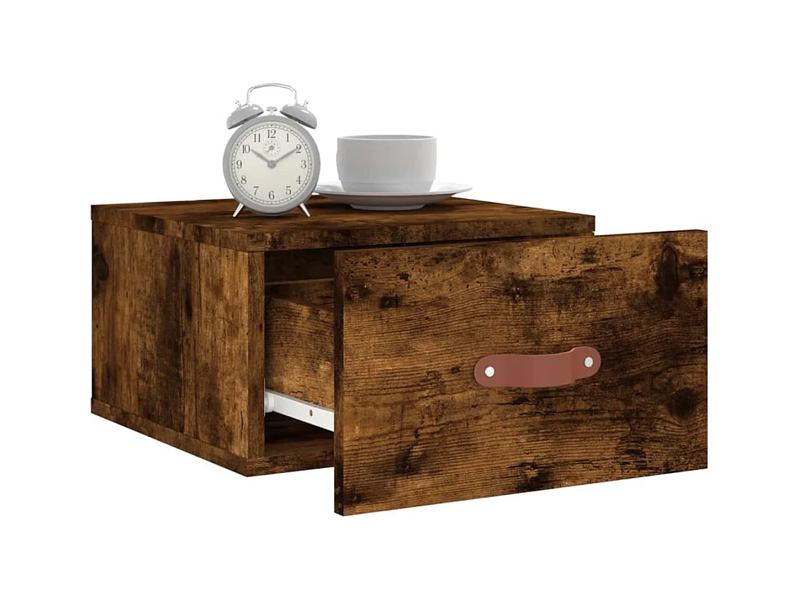 Brackettville  Table de chevet murale chêne fumé 35x35x20 cm