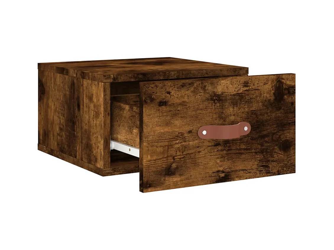 Brackettville  Table de chevet murale chêne fumé 35x35x20 cm
