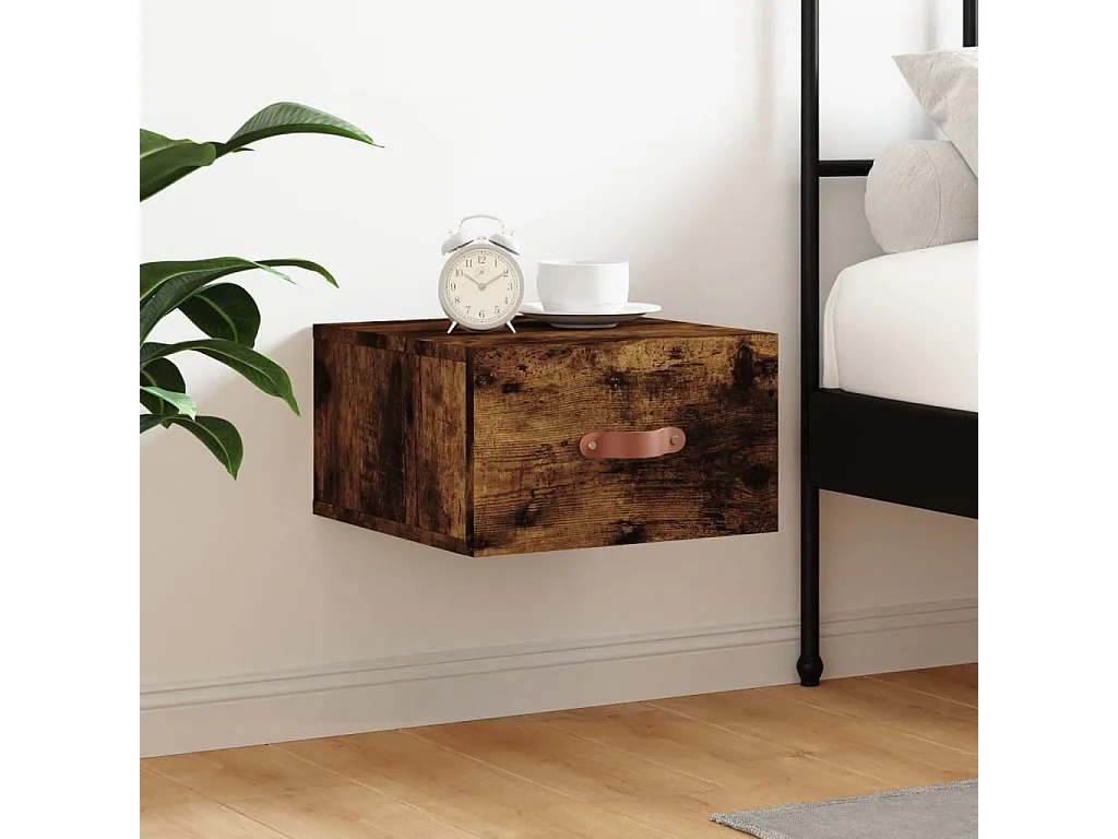 Brackettville  Table de chevet murale chêne fumé 35x35x20 cm