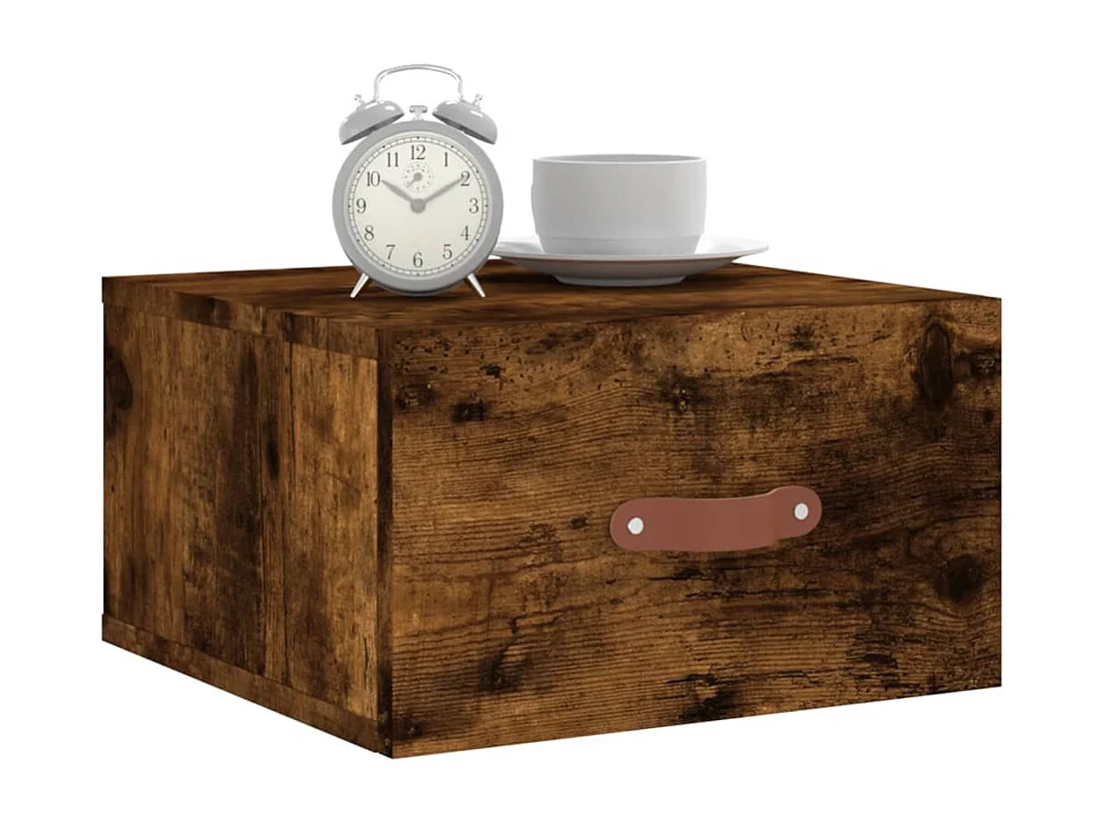 Brackettville  Table de chevet murale chêne fumé 35x35x20 cm