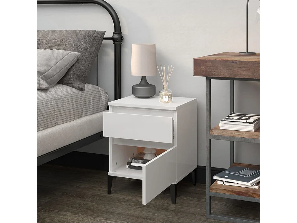 Ramløse  Nachttisch Hochglanz-Weiß 40x35x50 cm