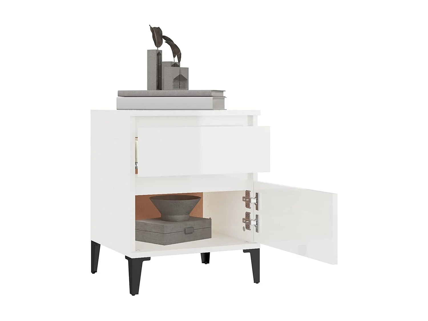 Ramløse  Nachttisch Hochglanz-Weiß 40x35x50 cm