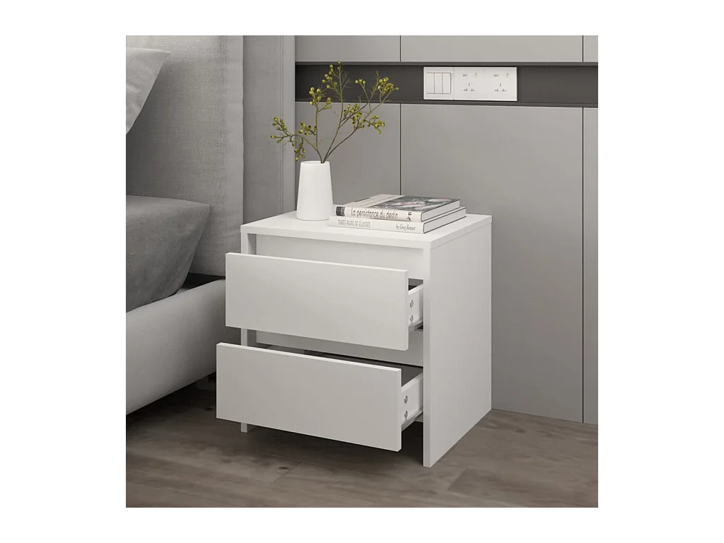 Robert  Table de chevet blanc 45x34,5x44,5 cm bois d’ingénierie